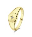 Round Plain Shape with Blink CZ Stone Silver Ring NSR-4042